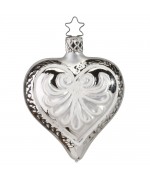 NEW - Inge Glas Glass Ornament - Silver Heart